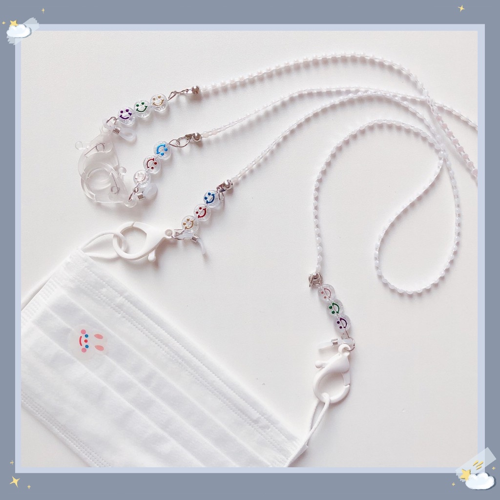 【kifli】Kính acrylic trong suốt / dây đeo mặt nạ có hoa, trang trí trái tim