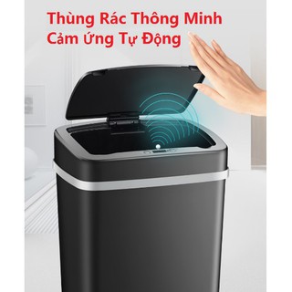 Thùng rác 12L cảm ứng tự mở đóng TZL-12L thông minh tiện ích sang trọng(màu đen)