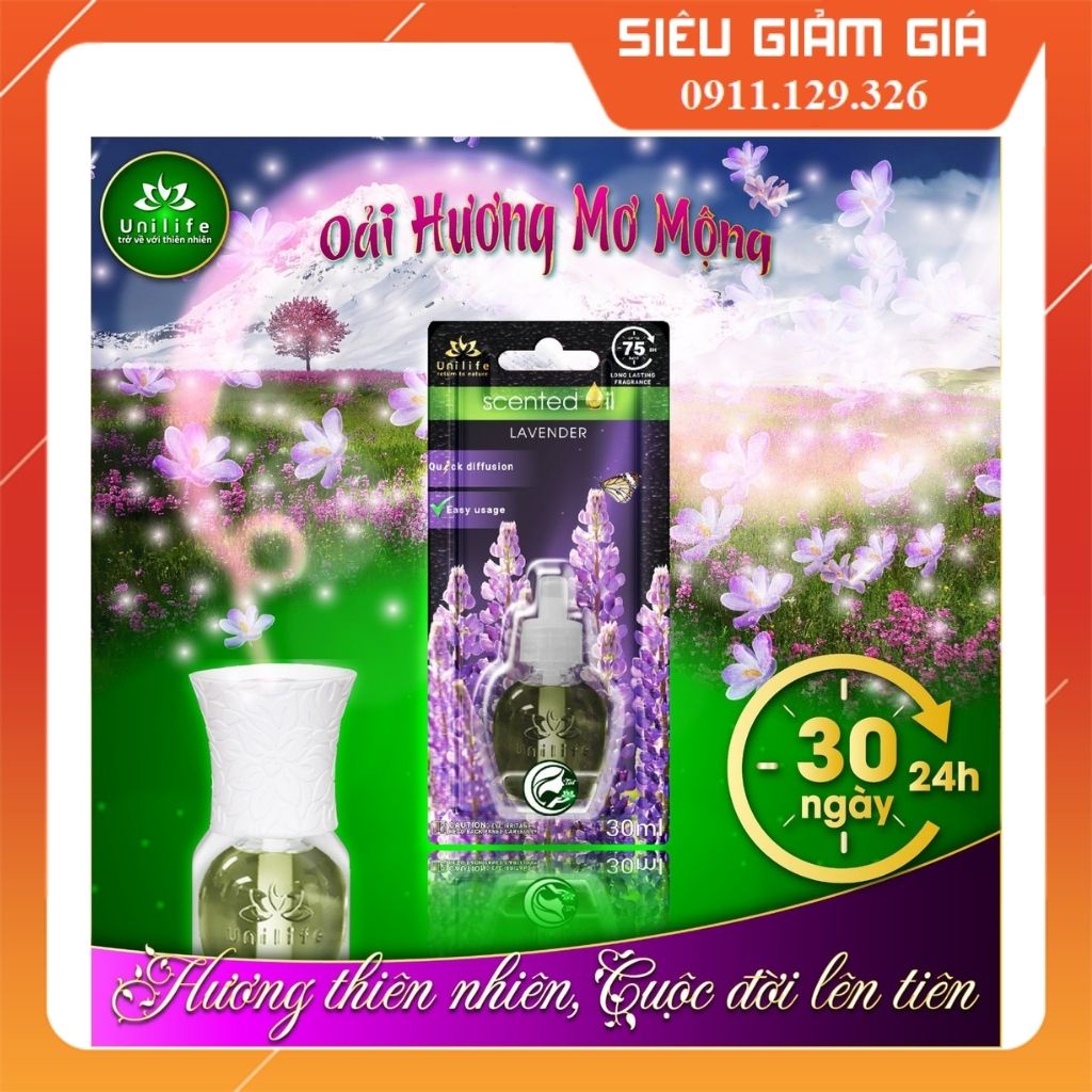 Tinh Dầu Hoa Oải Hương Nguyên Chất Thiên Nhiên Unilife 30ml - Lavender Cuốn Hút Dễ Chịu Thơm Mát