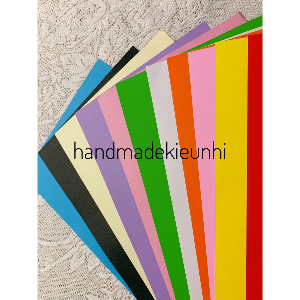 10 tờ giấy màu khổ A4, 160gsm, đủ 10 màu - Dùng làm thiệp, bưu thiếp, bao lì xì, cắt thủ công...