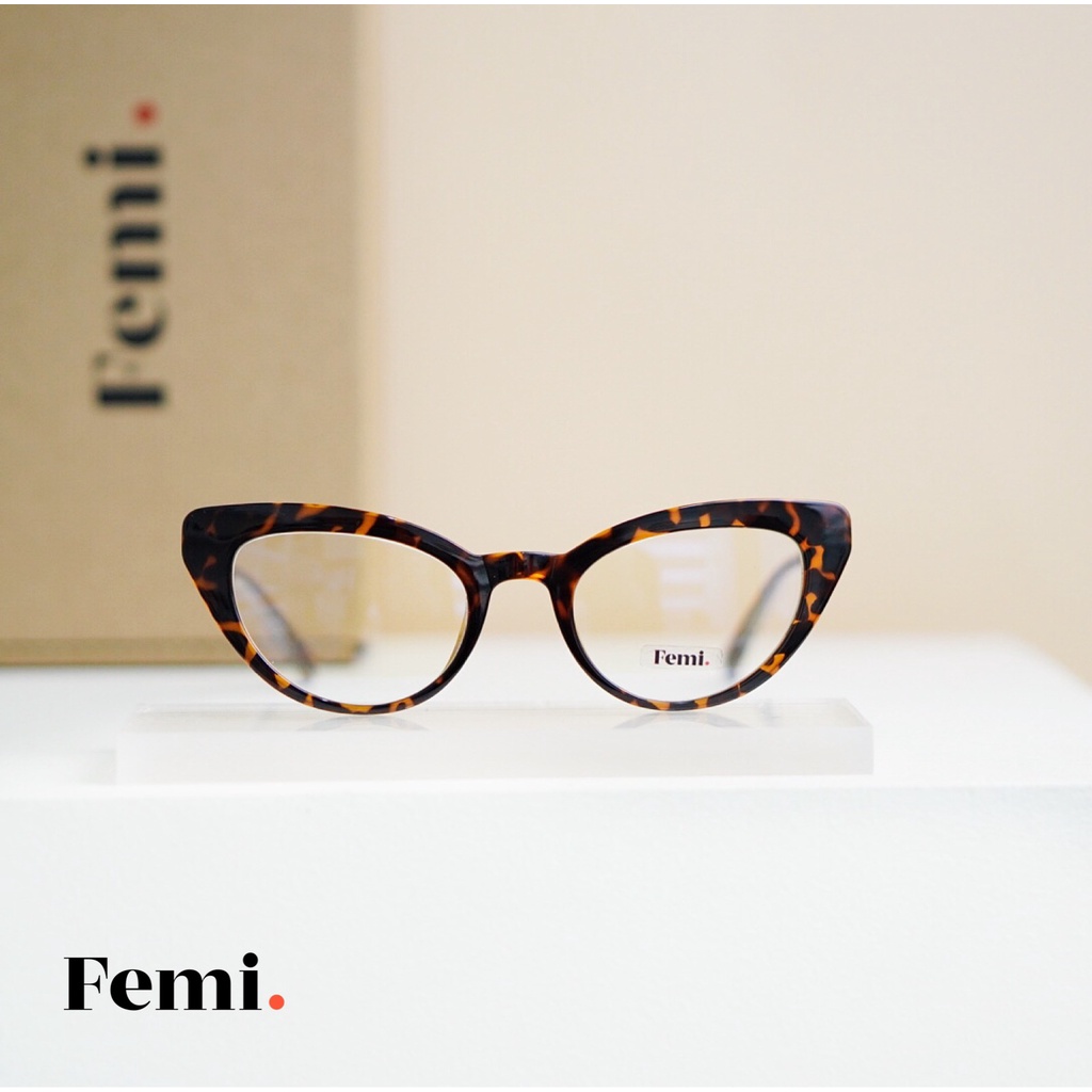 Gọng kính mắt mèo Femi Salim cao cấp, sẵn tròng 0 độ chống ánh sáng xanh