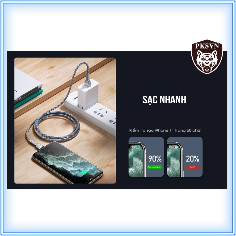 Dây sạc Nhanh chính hãng Remax RC-124i Dây Dù chống gãy gập, Hỗ trợ Sạc nhanh 12w cho 13 Pro max trở xuống -Bảo Hành 12T