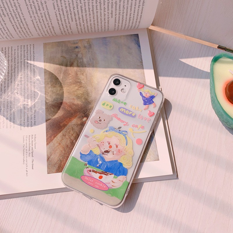 ốp iphone 11 Ốp iphone  Ốp lưng Iphone 11 Ốp lưng iphone  Ốp lưng silicon Ốp iphone 12 pro max  Ốp iphone 12 mini Ốp điện thoại hình cô gái ăn bánh cho for iPhone11/11Pro 11pro Max X XR XS XS MAX 7 8 plus SE 12 pro max 12 mini