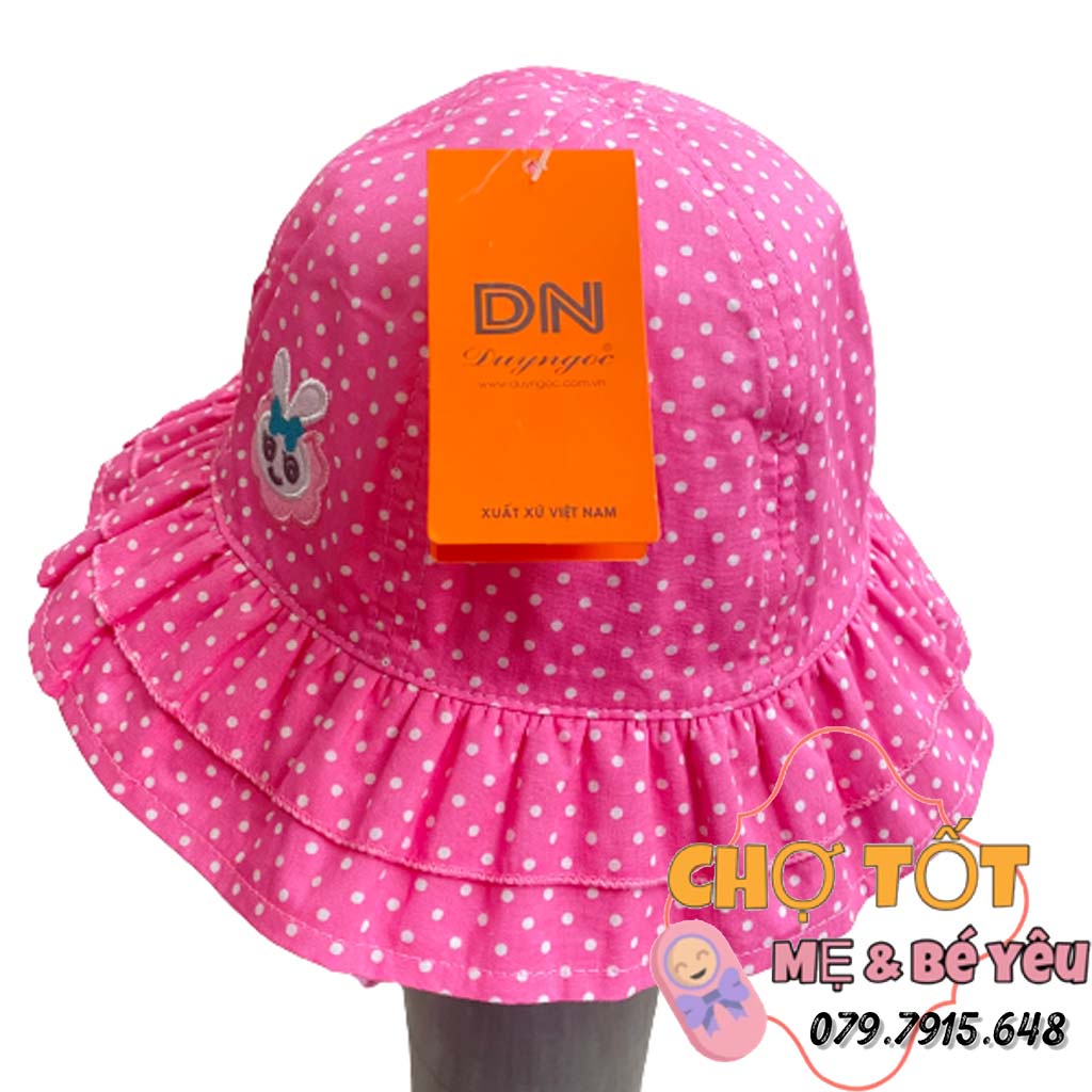 Nón vành Bé Gái Duy Ngọc Chất Cotton mềm, thoáng mát, có quai đeo size 52cm (Bé Từ 2 Đến 4 Tuổi)