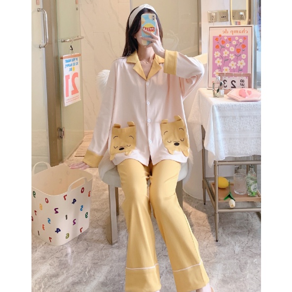 HÀNG SẴN_Bộ Ngủ Pyjama Cotton Bông Dễ Thương Dài Tay Thu Đông_CÓ BIG SIZE
