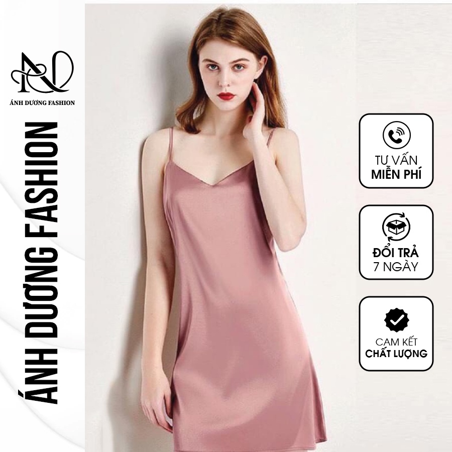 Váy Ngủ 2 Dây Lụa Satin Sexy Cao Cấp Đủ Size - AD035