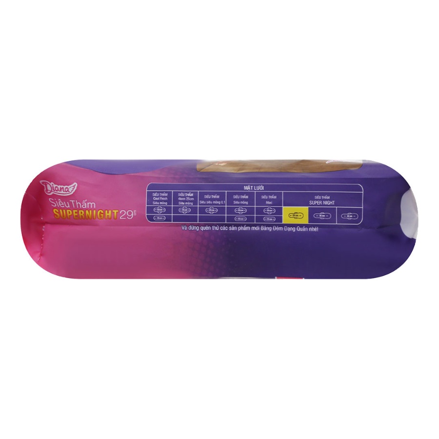Băng Vệ Sinh Siêu Thấm Super Night Có Cánh 29cm Diana 4 Miếng