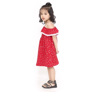 Váy 3 Lỗ Kids dây vai chấm bi đỏ