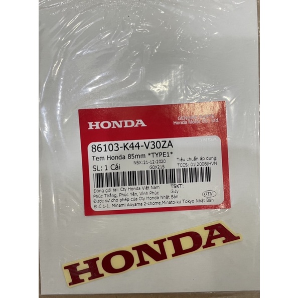 Tem chữ honda 85mm chính hãng honda (giá 1 tem)