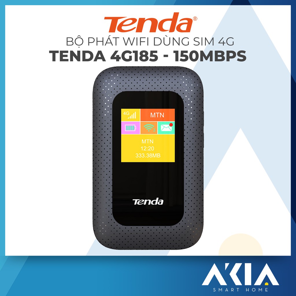 Bộ phát Wifi di động Tenda 4G185 - Cục phát wifi bỏ túi, Tốc độ cao 4G LTE 150Mbps, Có màn hình LCD - Bảo Hành 3 Năm