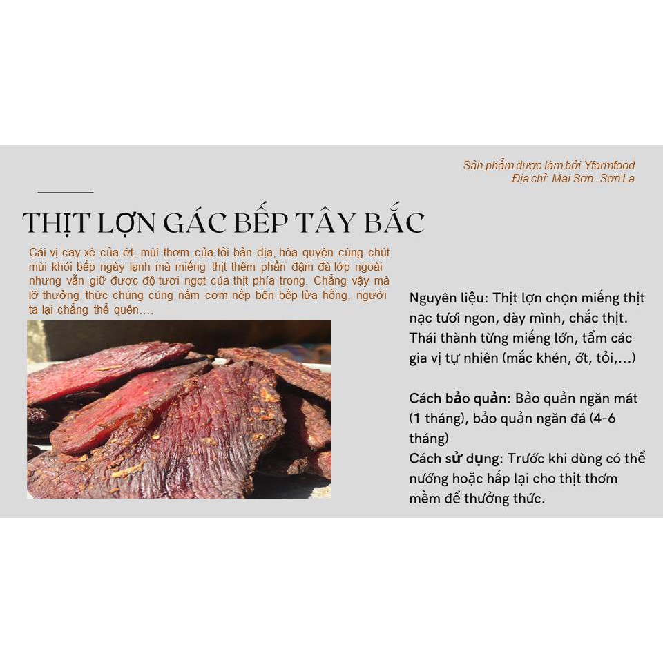 Thịt lợn bản gác bếp Tây Bắc gói 500gram/1kg