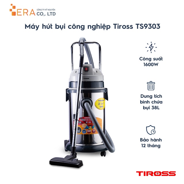 [Mã ELHA22 giảm 6% đơn 300K] Máy hút bụi công nghiệp ướt và khô Tiross TS9303