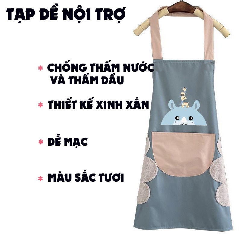 Tạp Dề Làm Bánh Có Túi Đựng Và Lau Tay - Phong Cách Hàn Quốc Chống Thấm Nước Và Chống Bám Dầu