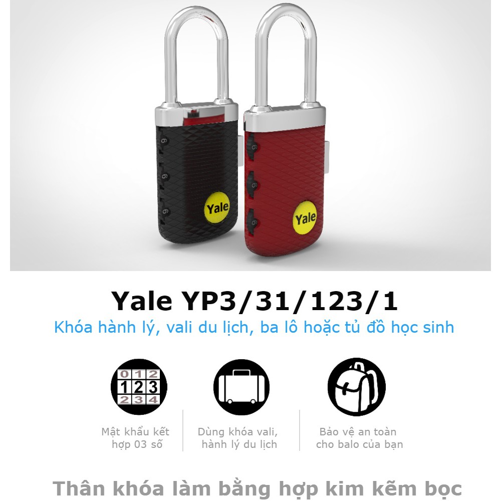 Khóa vali du lịch Yale YP3/32/123/1, chính hãng