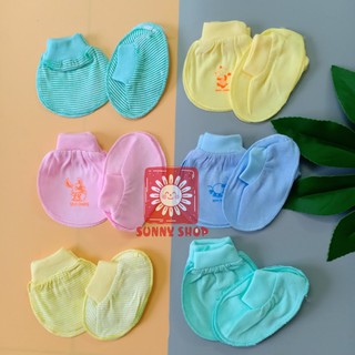 Combo 3 Set bao tay chân MÀU và Sọc cổ bo Minh Hoàng cho bé sơ sinh