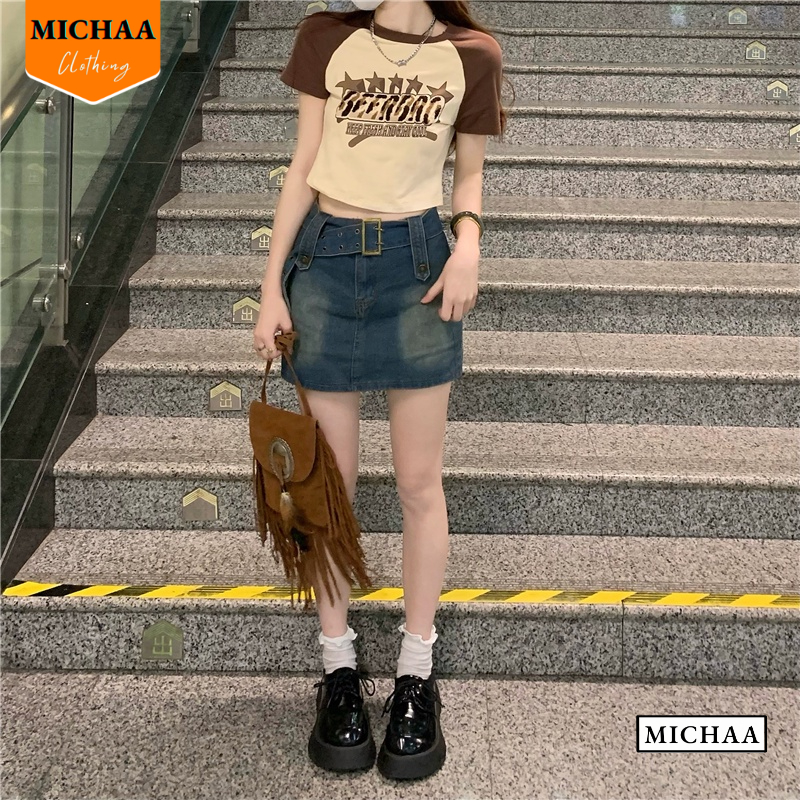 Áo Croptop Nữ Cổ Tròn Tay Ngắn BEER BRO Đẹp Ôm Body, Áo Thun Croptop Kiểu Sexy Chất Thun Borip - MICHAA CR60