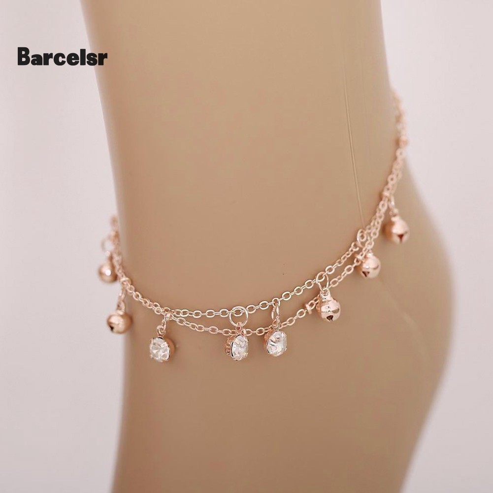 ♡Lắc Chân Hai Lớp Đính Chuông Và Đá Thời Trang Đi Biển Cho Nữ