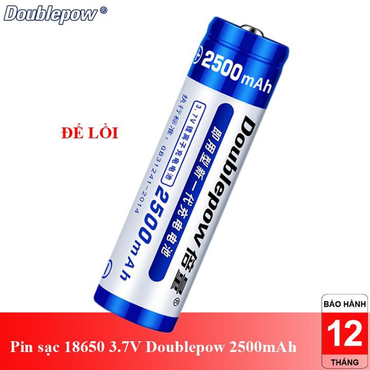 Cell pin sạc 18650 3.7V Doublepow dung lượng thực 2500mAh dùng cho sạc dự phòng, đóng pin các loại máy