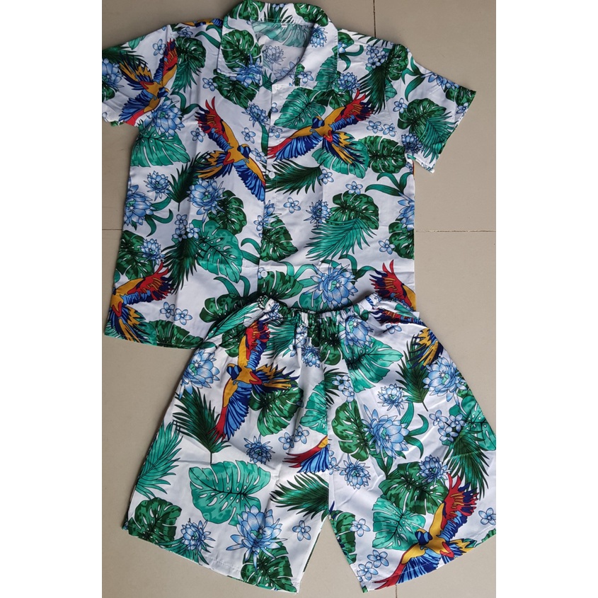 Bộ quần áo hoa lá đi biển cho nhóm nam nữ, gia đình