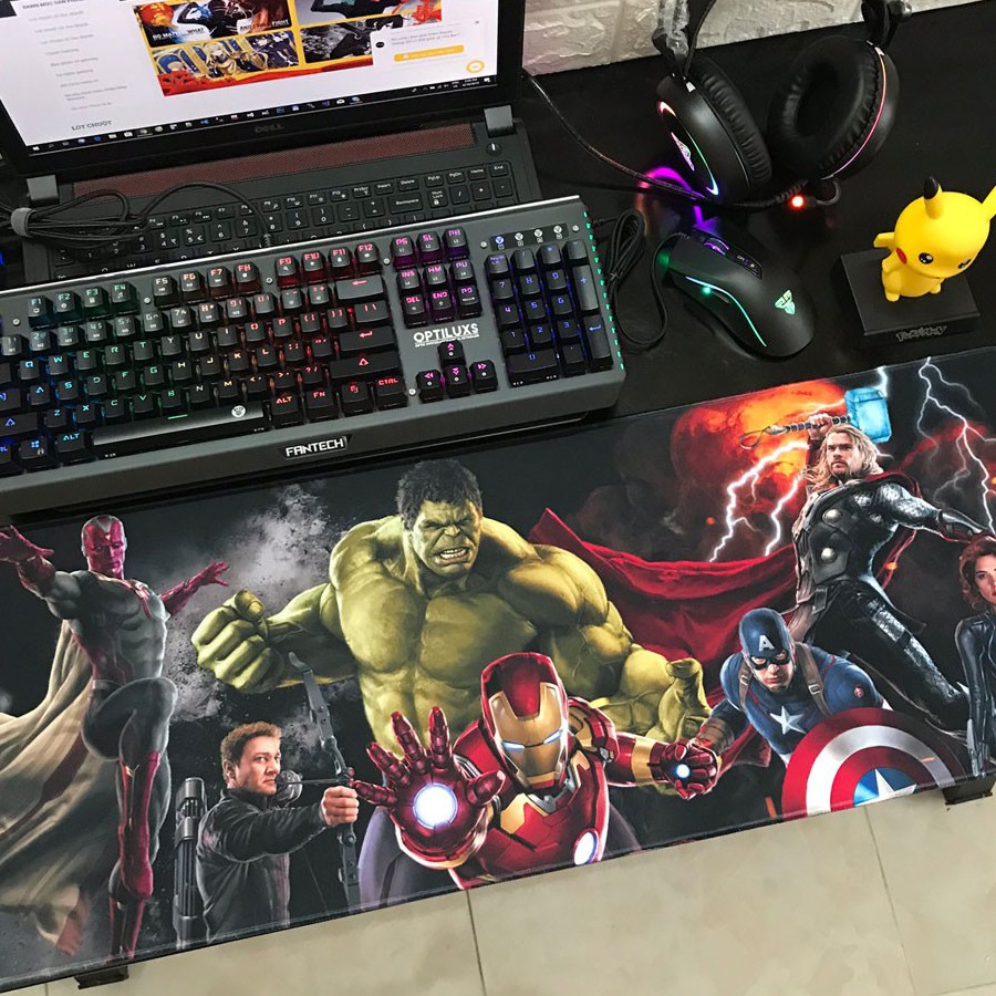 Tấm lót chuột phím nhân vật Siêu Anh Hùng AVENGER (MARVEL) size dài 80 x 30 x 0.3 cm - loại mousepad speed (Hình ngẫu n