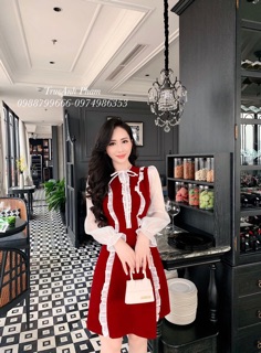 Váy nhung viền bèo (2 màu ảnh thật)