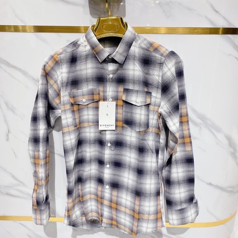 Áo sơ mi nam bbr loang màu dài tay rách gấu , chất liệu cotton không phai màu không xù lông