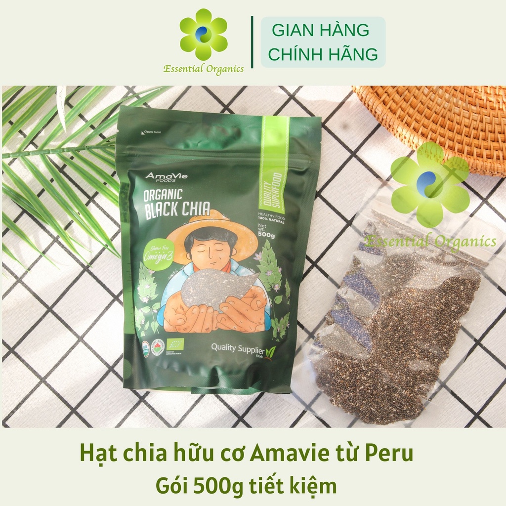 Hạt chia hữu cơ organic chia seeds Amavie Foods 250g, 500g ( Peru) hạt dinh dưỡng giàu chất xơ, omega3 và canxi