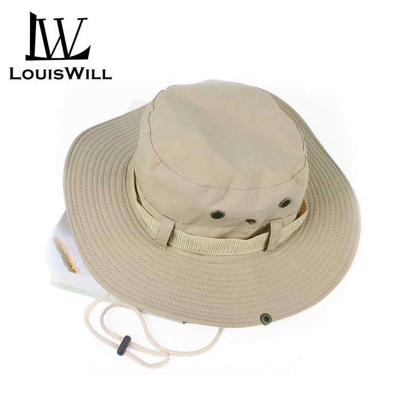 LOUISWILL men's and women's outdoor camping sunscreen windproof straw hat