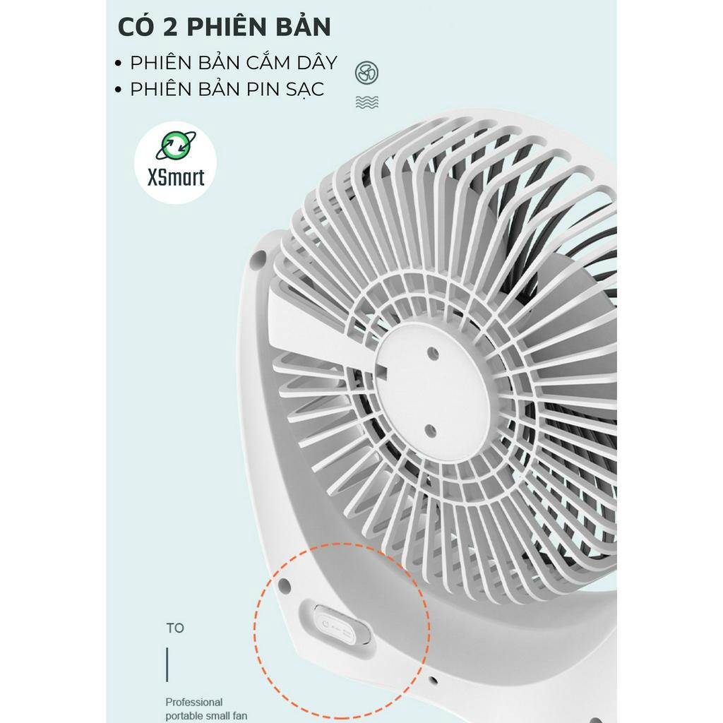 Quạt Để Bàn Tích Điện Đa Năng Q003 Siêu Mát 3 Cấp Độ Gió Xoay 210 Độ Nhỏ Gọn Tiện Lợi
