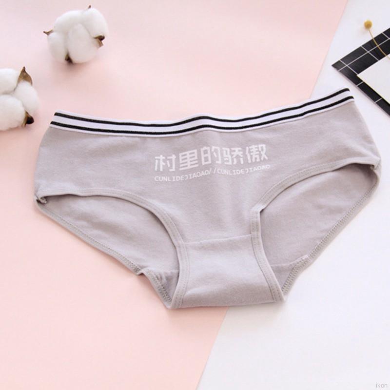 Quần lót cotton màu trơn hoạ tiết chữ cho phái nữ
