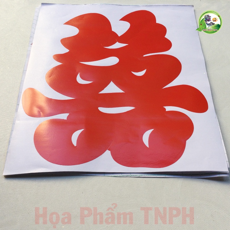 Chữ Song Hỷ Decal Đỏ Bóng Đẹp 24 x 28 cm Bóc Dán Tiện Lợi Nhanh Chóng Trang Trí Xe Hoa Cô Dâu Phòng Cưới Vu Quy Tân Hôn