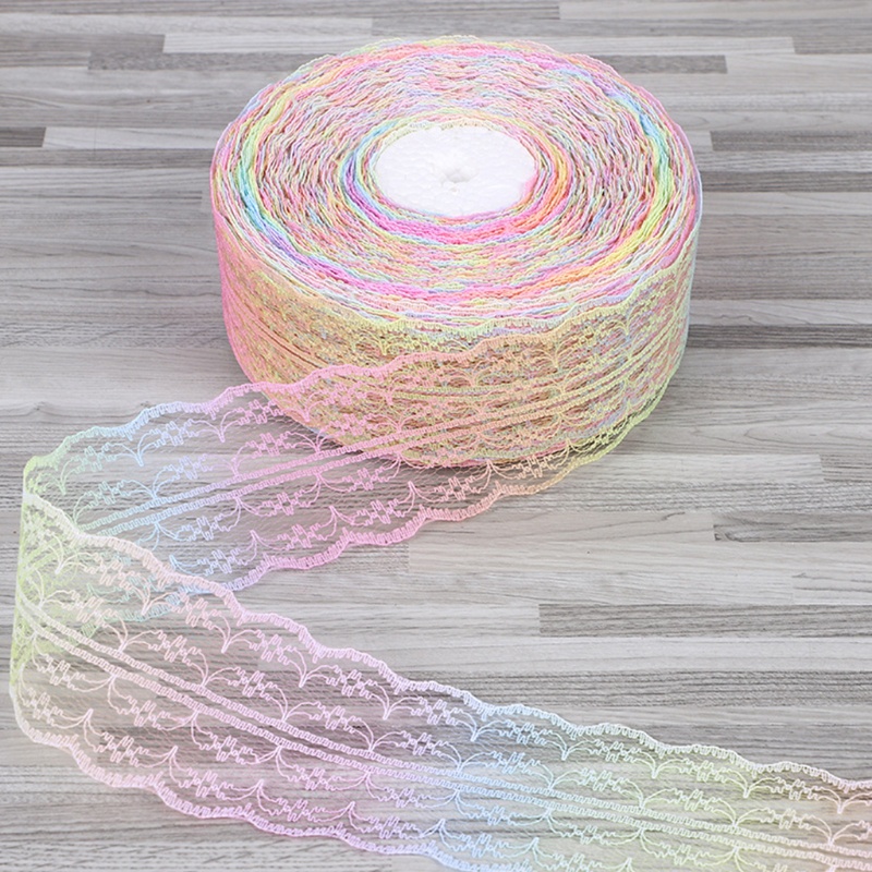 Cuộn Dây Ruy Băng Phối Ren Màu Sắc Gradient Dùng Làm Đồ Thủ Công Tiện Lợi