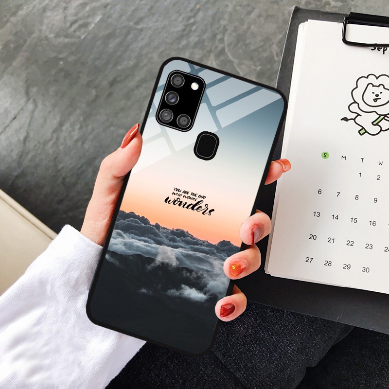 Ốp Samsung Galaxy A21S, M30S, M31, M21 Lưng kính cường lực cao cấp, Sáng bóng
