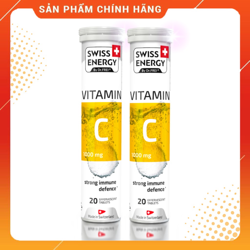 [Combo 2 Tuýp] Viên Sủi Vitamin C Swiss Energy Thụy Sĩ 1000mg - Tăng Sức Đề Kháng và Làm Đẹp Da (20 Viên/ Tuýp)