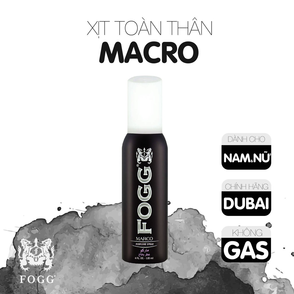 Xịt toàn thân nước hoa FOGG DUBAI dùng để khử mùi,tạo mùi thơm,dùng được cho cả nam và nữ,lưu hương lâu đến 8 tiếng