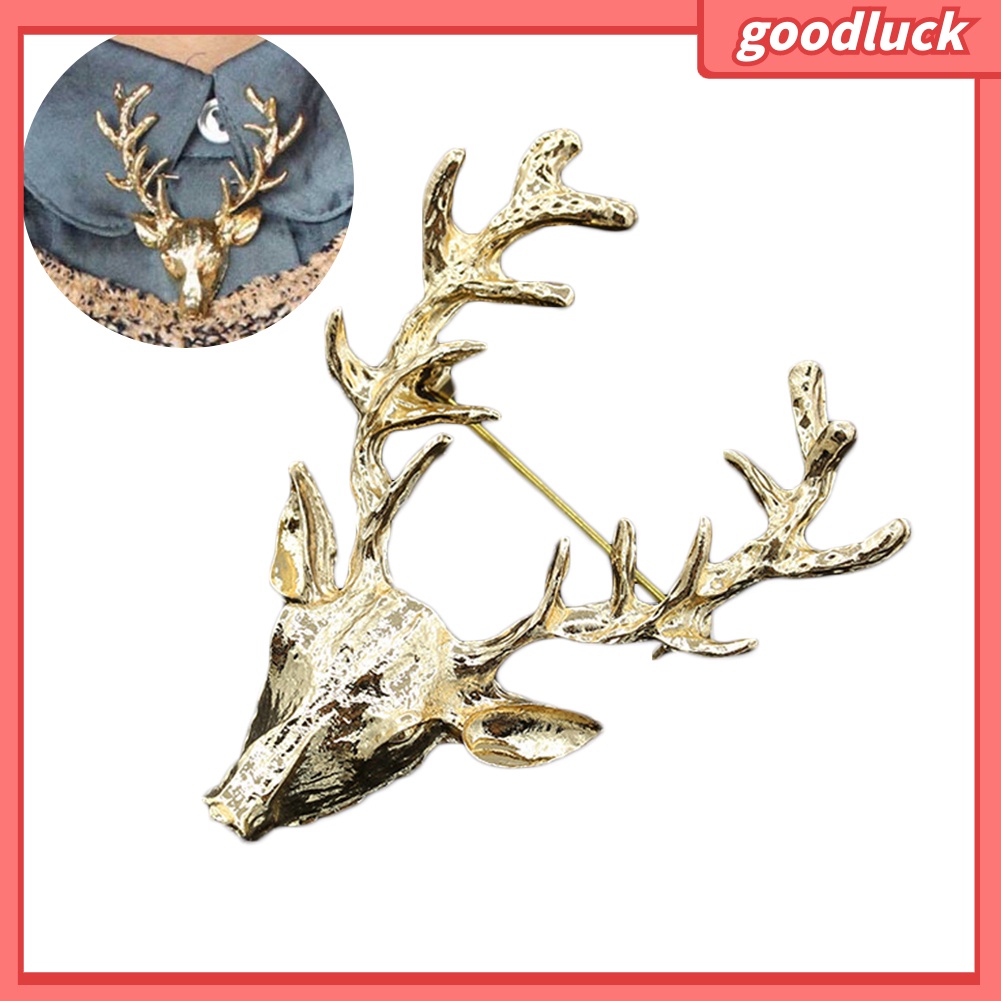 Ghim Cài Áo Hình Đầu Hươu Đính Đá Nhân Tạo Thời Trang Cho Nam Nữ