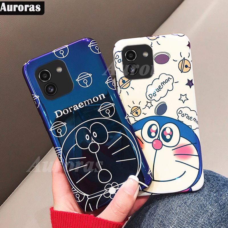 Ốp Điện Thoại Silicon Mặt Kính Hình Doraemon Chống Sốc Cho Samsung A03 2022 Galaxy A03S 2022