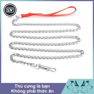 Dây xích dắt chó có tay cầm màu đỏ 1.6m Phụ kiện Long Vũ