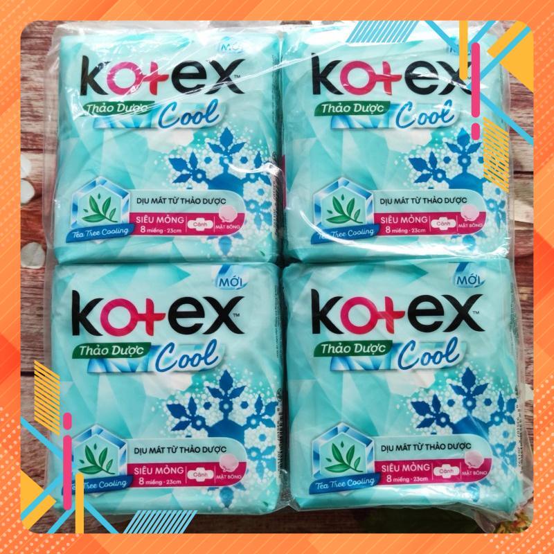 Lô 8 gói BVS Kotex Thảo Dược Siêu Mềm Cánh 23cm - 8 miếng