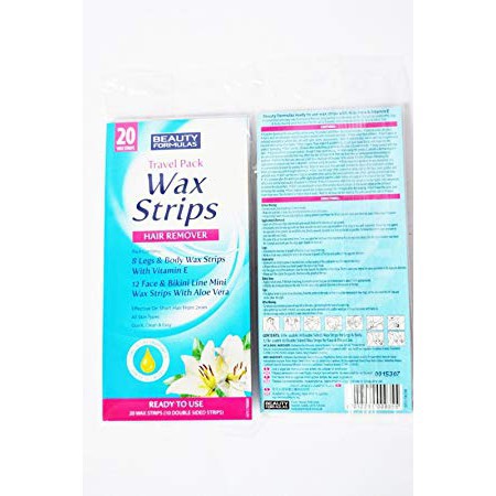 Miếng dán tẩy lông du lịch Beauty Formulas Wax Strips Hair Remover Travel Pack 20 lần | BigBuy360 - bigbuy360.vn