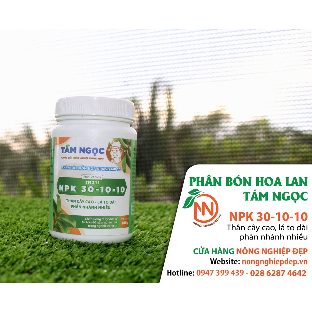 Phân NPK 30-10-10 Tám Ngọc 100g - Giúp Thân Cây Cao, Lá To Dài, Phân Nhánh Nhiều