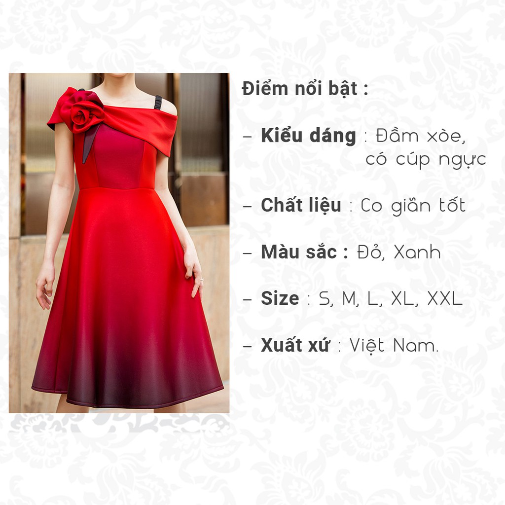 Đầm nữ dự tiệc dạng xòe thiết kế thời trang Eden bẹt vai cúp ngực sang trọng quyễn rũ nổi bật - D425 | BigBuy360 - bigbuy360.vn