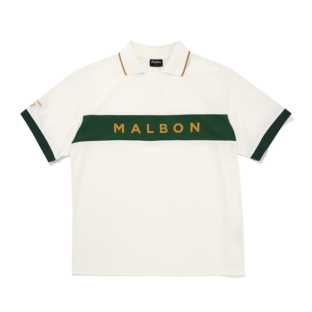 Hàn Quốc MALBON golf suit nam mùa hè GOLF sọc hit màu ve áo ngắn tay nhanh khô