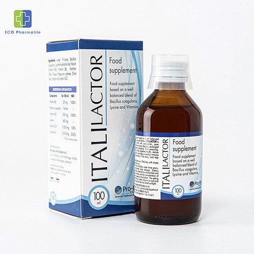 Italilactor/ Itali Lactor - Hộp 100ml - Men bổ sung vi khuẩn probiotic có ích, cân bằng hệ vi sinh đường ruột cho trẻ