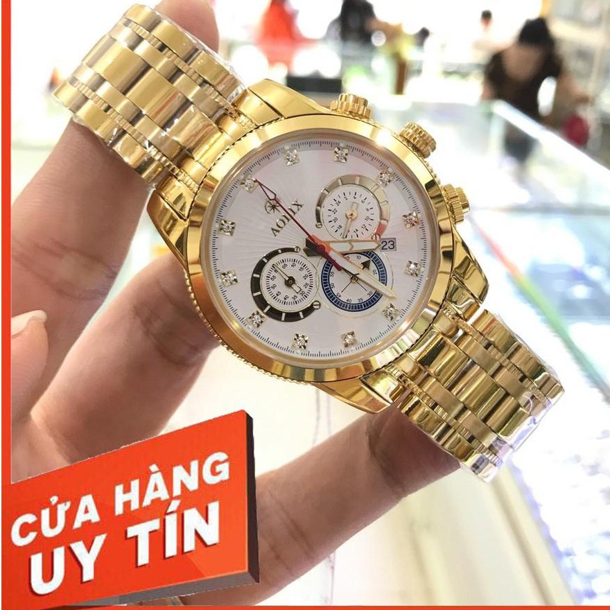 Đồng hồ nam AOLIX 7049GT, full hộp chính hãng, kính sapphire chống xước chống nước tốt