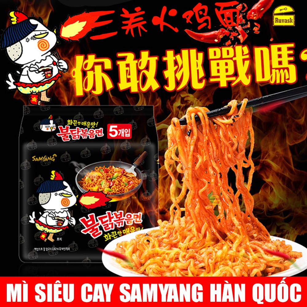 [5GÓI] Mì Cay Samyang Hàn Quốc Vị Truyền Thống Siêu Cay - Mỳ Cay Hàn Quốc - Mỳ Xào Khô Trộn Ăn Liền Ruvask