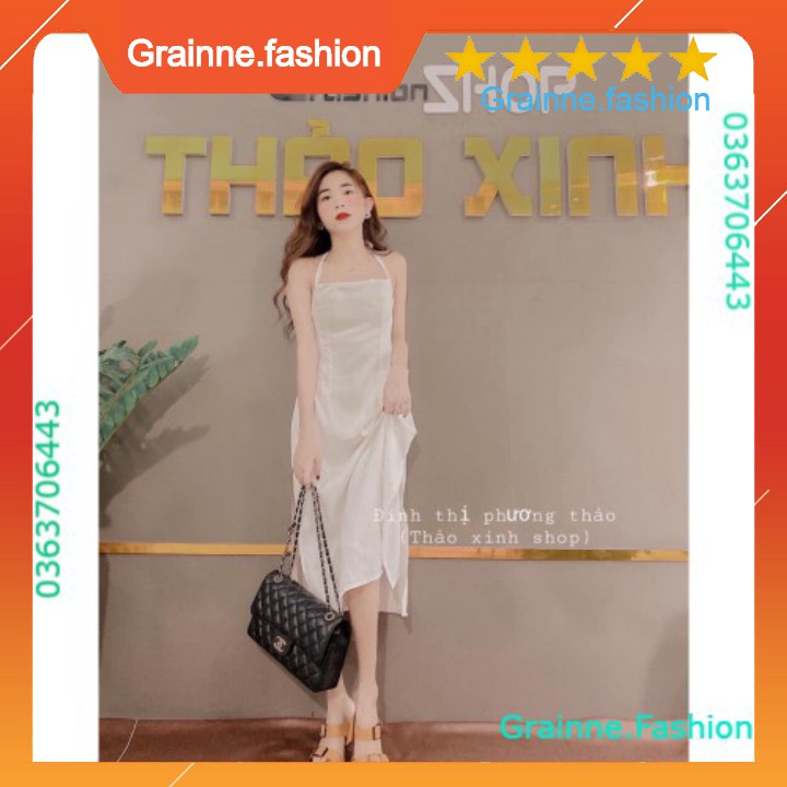 ĐẦM MAXI TRẮNG HỞ LƯNG - VÁY 2 DÂY ĐŨI TRẮNG CỔ YẾM ĐI BIỂN MẶC NHIỀU KIỂU HOT 💎 👗👑- GNFShop