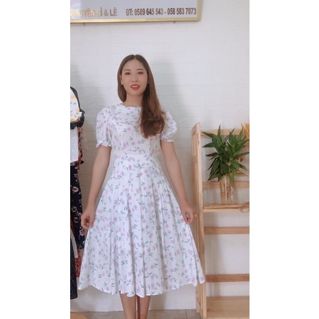 đầm hoa xếp ly