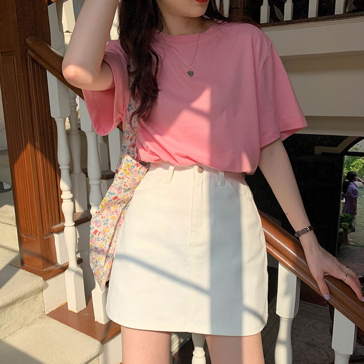 Chân Váy Jean Lưng Cao Dáng Chữ A Phong Cách Hàn Quốc Thời Trang Dễ Phối Đồ Cho Nữ