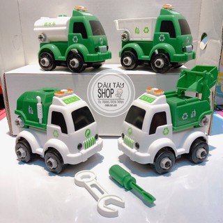 [GIẢM GIÁ] Đồ chơi set 4 ô tô sửa chữa, bảo vệ môi trường, tặng kèm cờ lê, tua vít (ảnh thật)